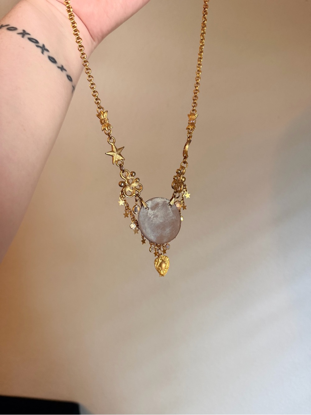 Kirks Folly Vintage Angel Cameo Heart & Star Necklace - Picture 4 of 4